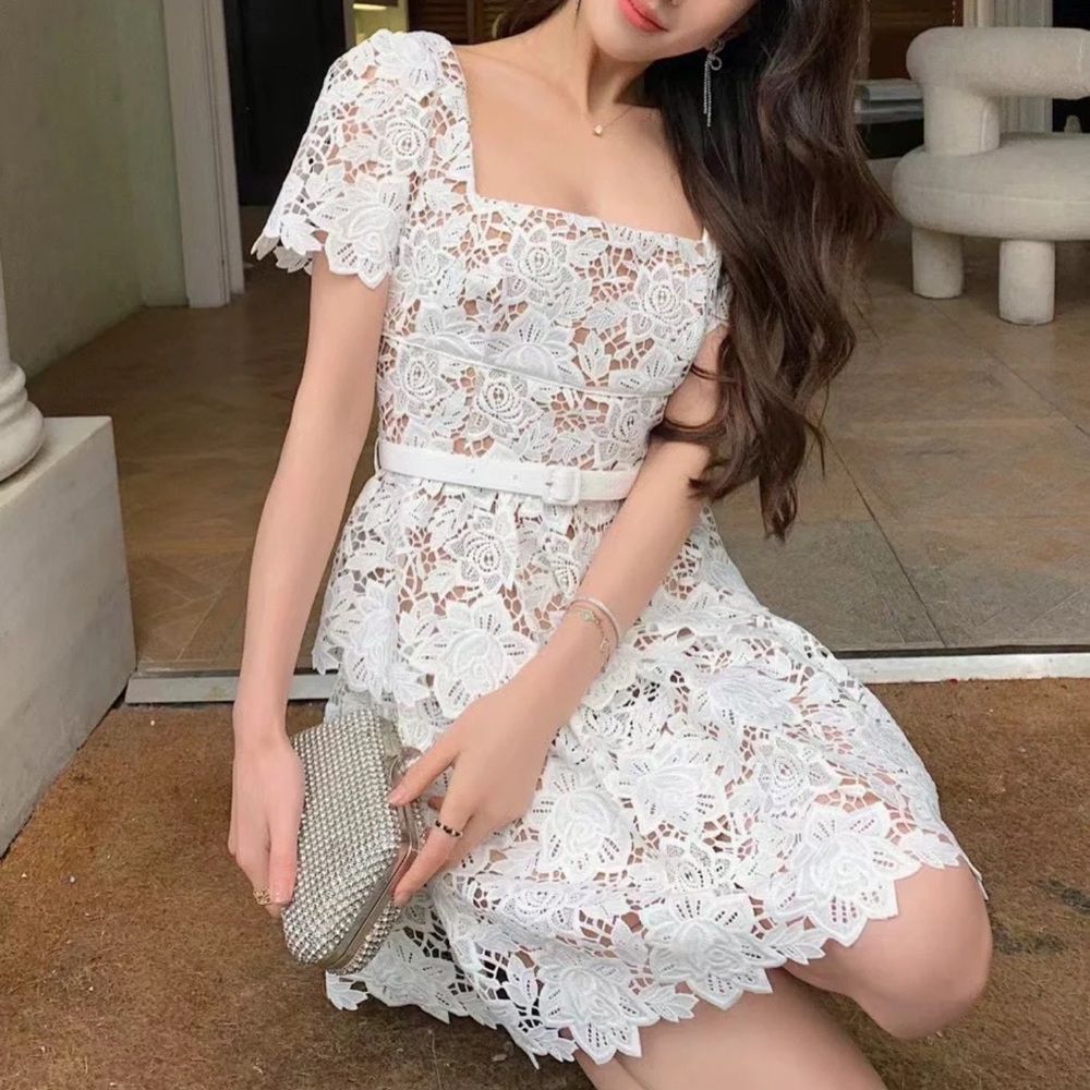 Self-Portrait  Belted Guipure Lace Minidress Size 2
